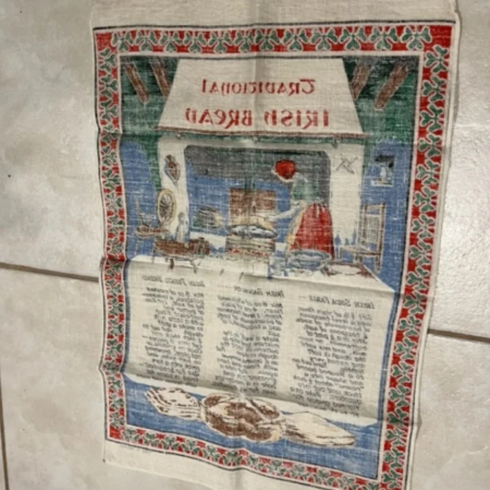 VTG Nelson Irish Linen Tea Towel ~Traditional Irish Bread Recipe 19
